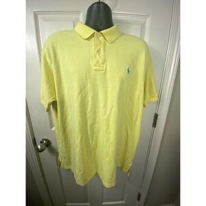 Polo Ralph Lauren Men's XXL Yellow Polo Shirt Turquoise Pony Short Sleeve‎